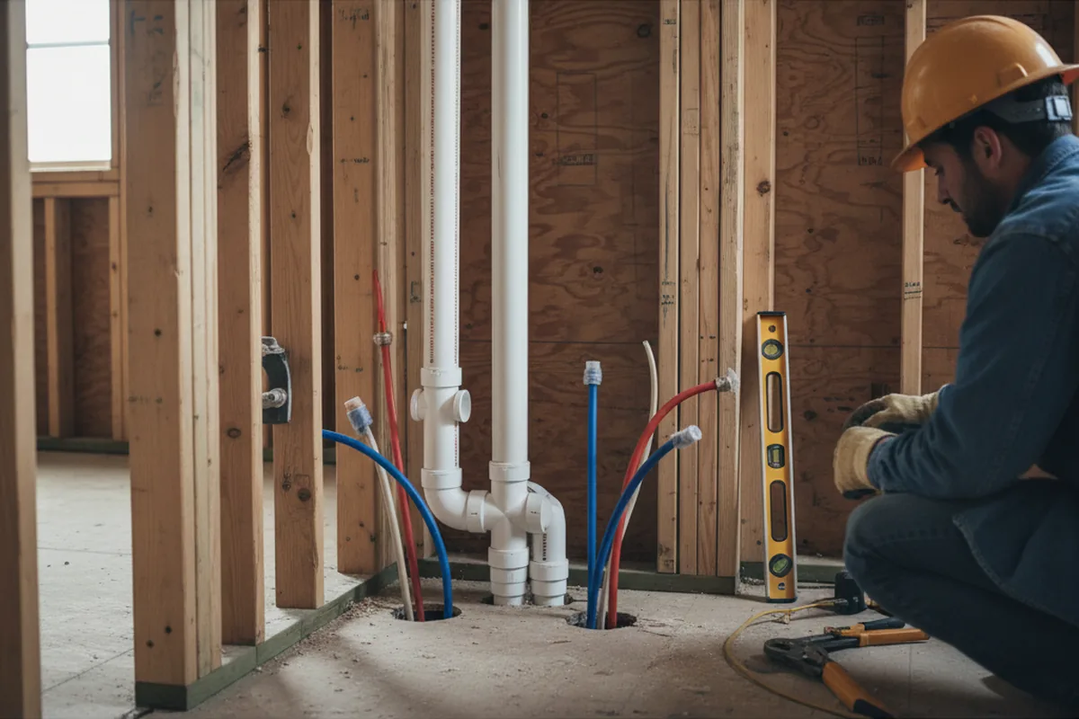 Drain and supply rough-in during Drain Cleaning in Glen Oaks