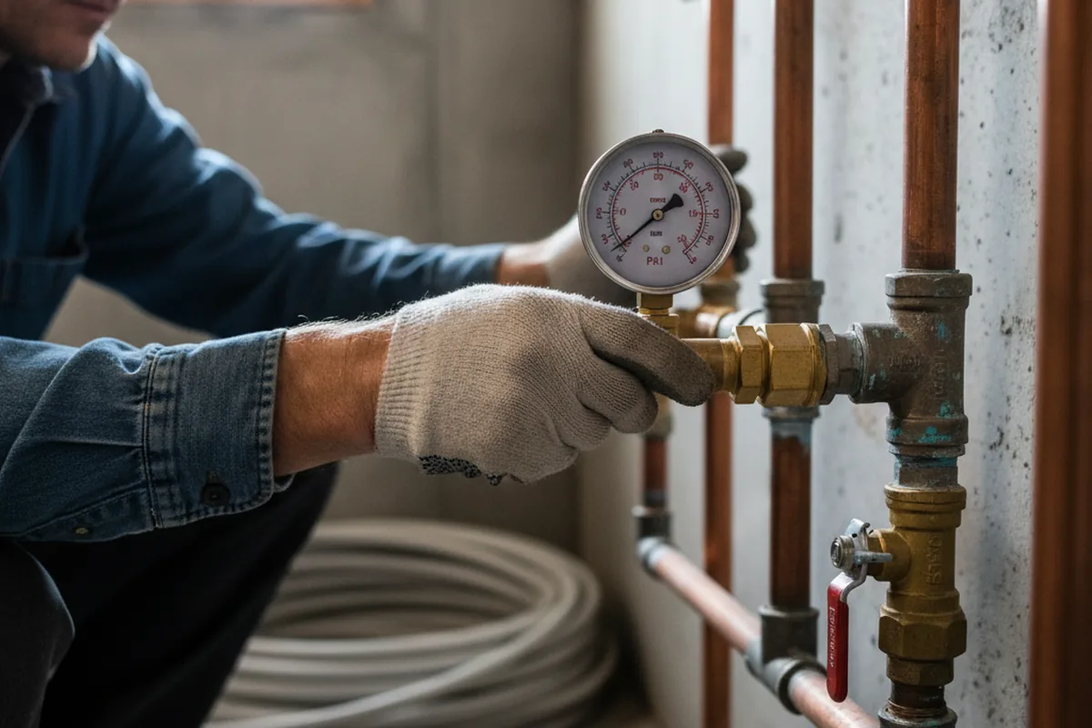 Pressure testing a repaired line during Water Line Repair in Glen Oaks